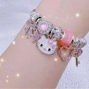 Hello Inspired Kitty Charm Bangle Bracelet